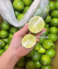 Bổ đôi trái chanh không hạt thơm ngon sớ thịt trong suốt đầy nước tại Phúc An
