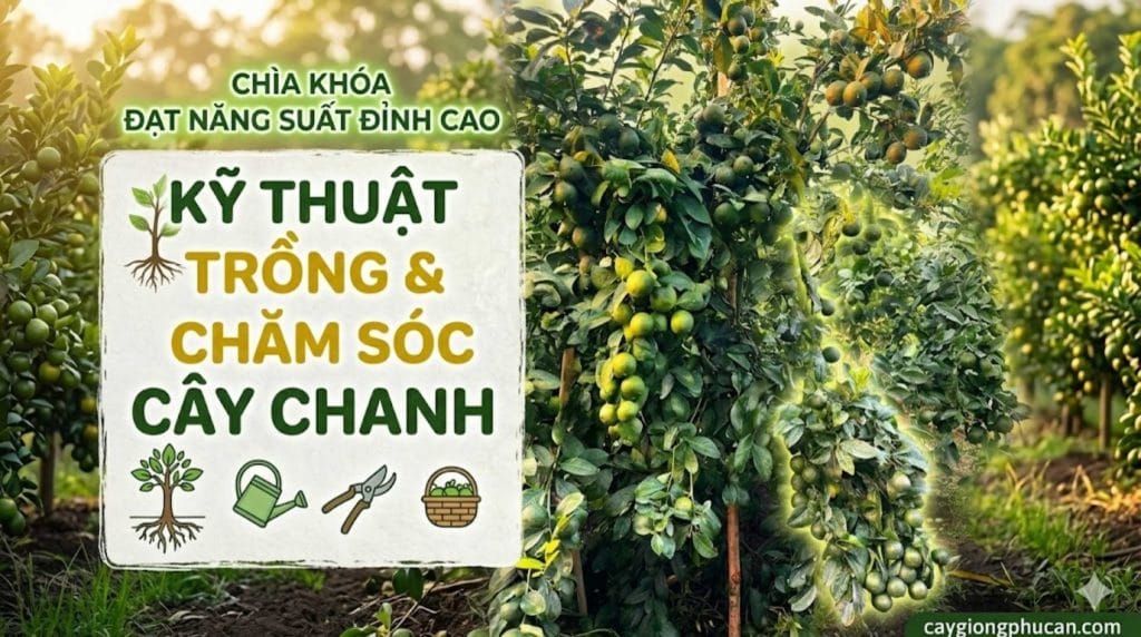 Vườn chanh tán lùn trồng thành hàng, cây đang mang nhiều trái