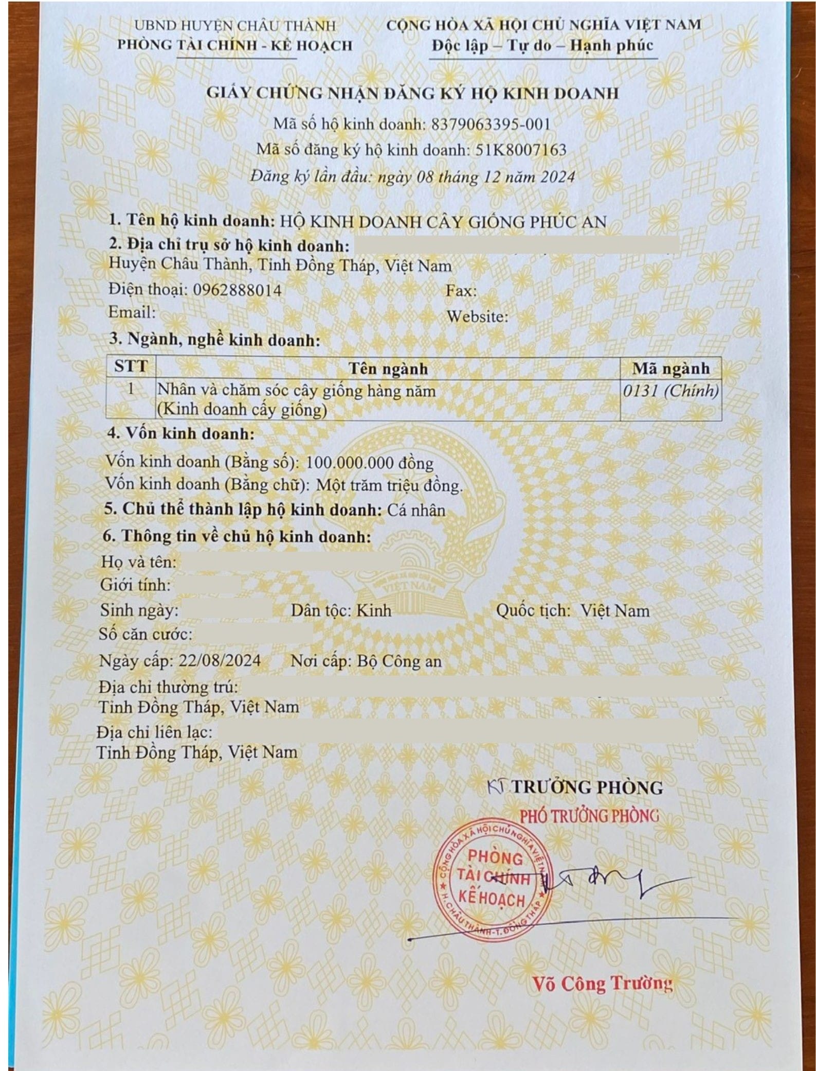 Giới thiệu 1 Giấy phép kinh doanh